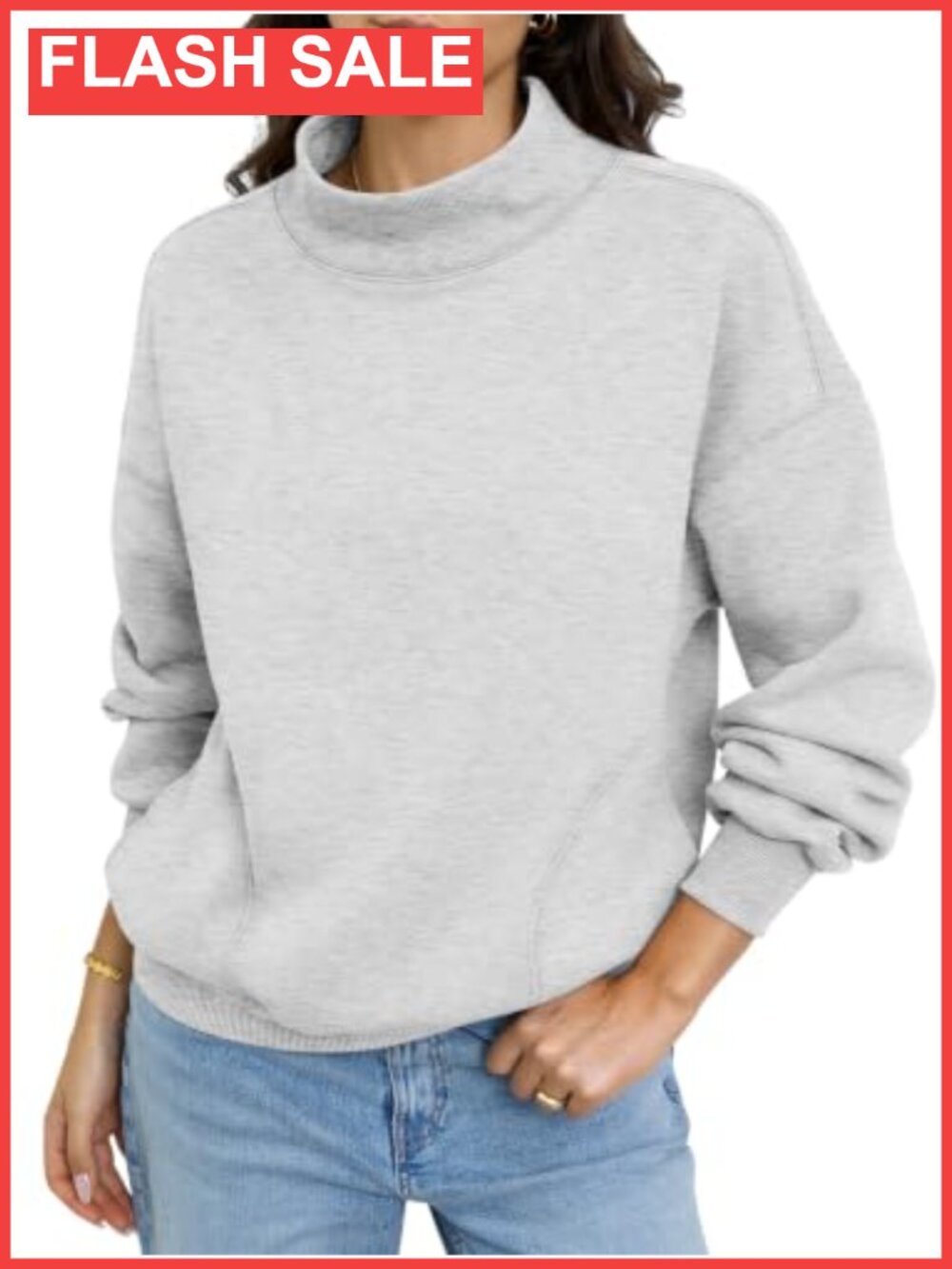 Fleece Mock Neck Sweatshirt with Pockets Pullover